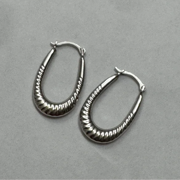 10K Oval Hoop earrings - Picture 1 of 3